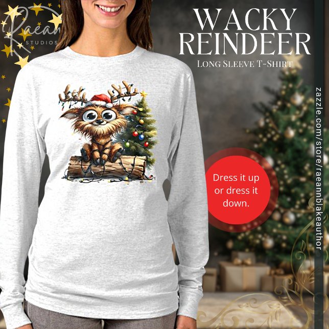 Wacky Reindeer Långärmad T-Shirt (Skapare uppladdad)