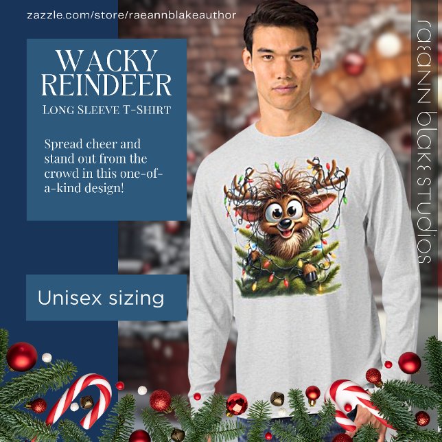 Wacky Reindeer Långärmad T-Shirt (Skapare uppladdad)