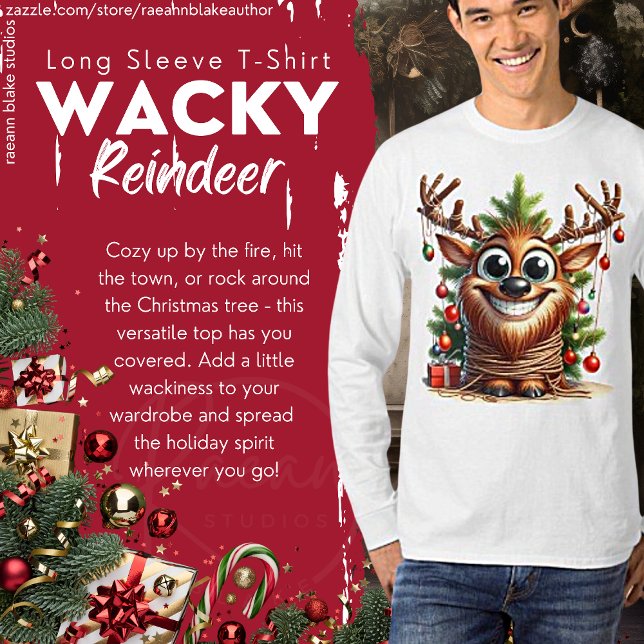 Wacky Reindeer Långärmad T-Shirt (Skapare uppladdad)