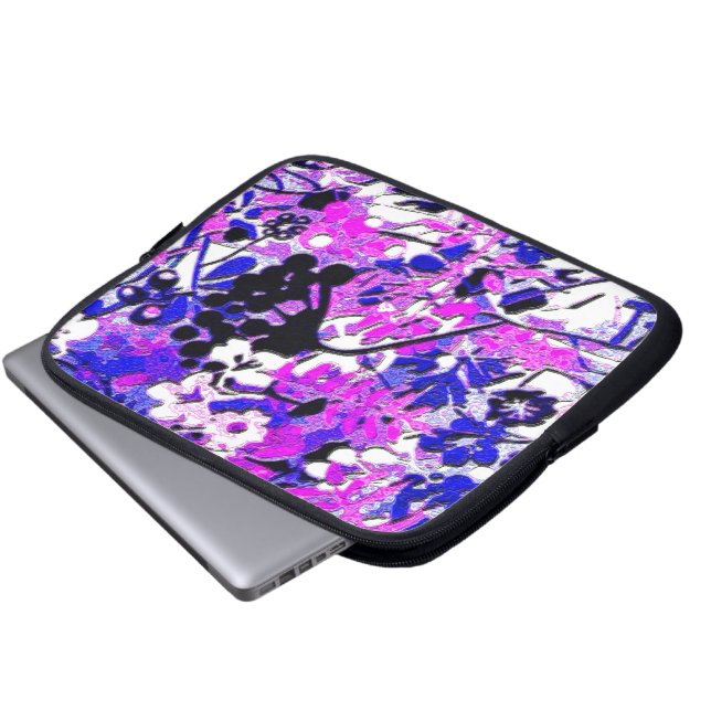 Wacky Retro-Blommigt Laptop Sleeve (Framre botten)