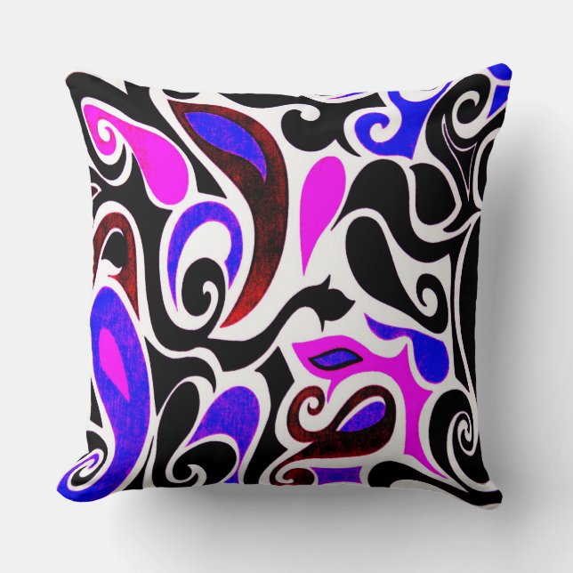 Wacky Retro Swirl Kudde (Framsida)