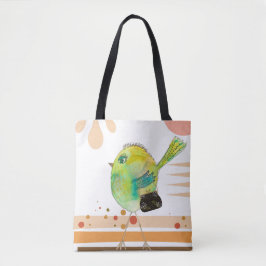 Wacky Watercolor Warbler Tote Tygkasse