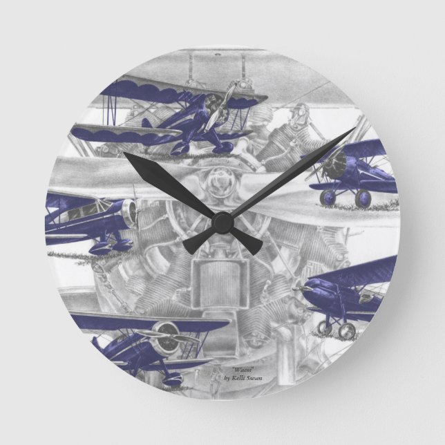 Waco Biplane Rund Klocka (Framsida)