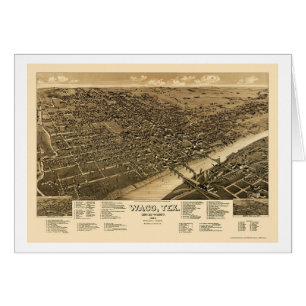 Waco panorama- karta för TX - 1886 Hälsningskort