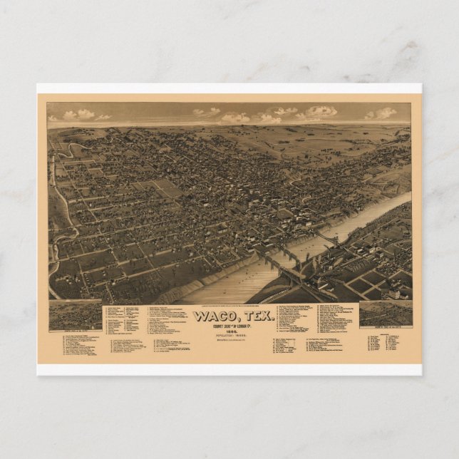 Waco Texas 1886 Vykort (Framsida)