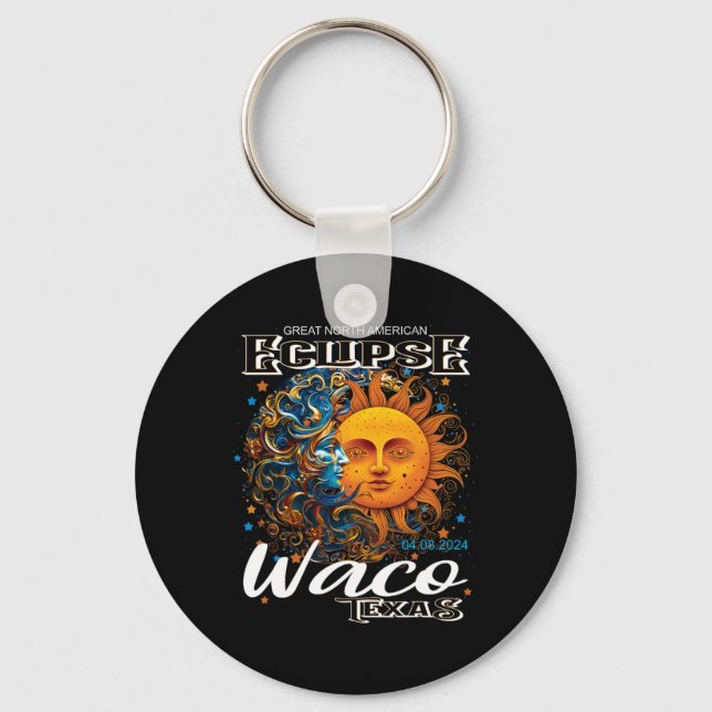 Waco Texas 2024 Total Solar Eclipse Cosmic April 8 Nyckelring (Framsida)