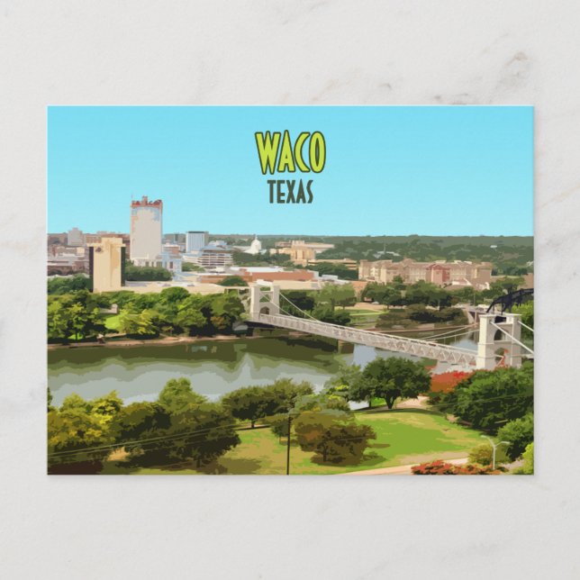 Waco Texas Brazos River Downtown Vintage Vykort (Framsida)