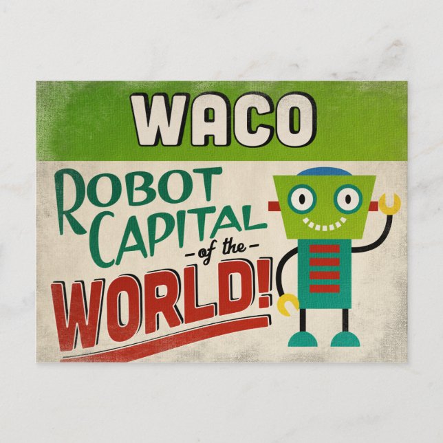 Waco Texas Robot - Funny Vintage Vykort (Framsida)