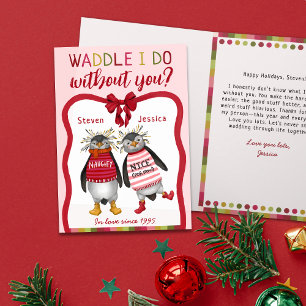 Waddle jag gör utan er Penguin Par jul Kort