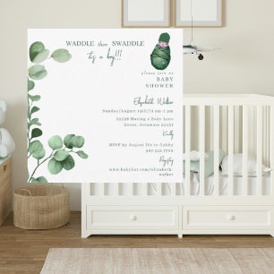 Waddle och Swaddle.. Det är en pojkvän-Grönt-babys Inbjudningar