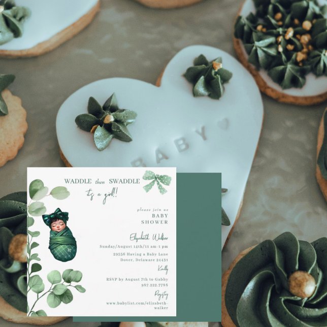 Waddle sen Swaddle.. Det är en babyskor för Grönta Inbjudningar (Skapare uppladdad)