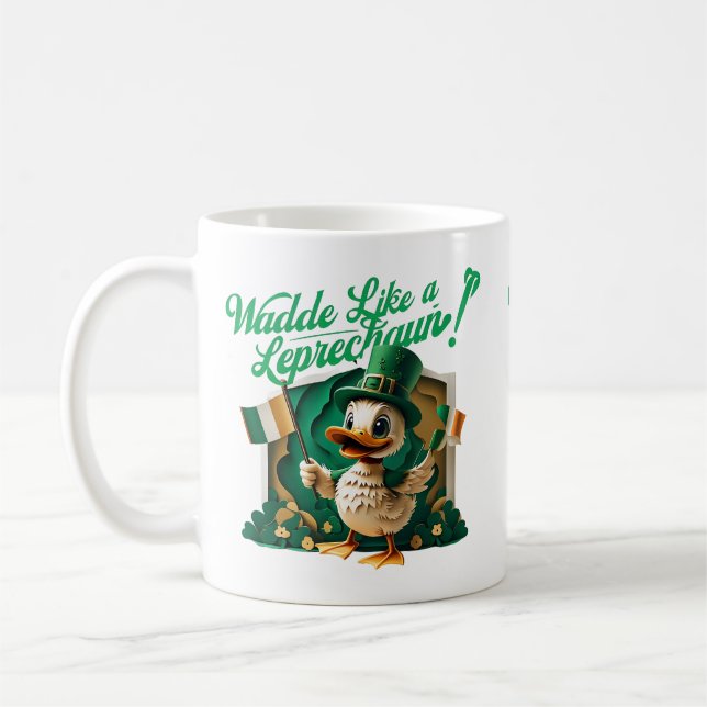 Waddle som en Leprechaun" St. Patrick's Day Duckli Kaffemugg (Vänster)