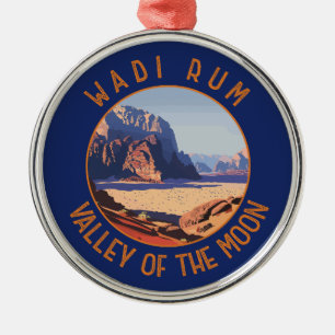 Wadi Rum Jordan Retro Distress Circle Julgransprydnad Metall