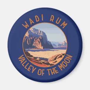 Wadi Rum Jordan Retro Distress Circle Magnet