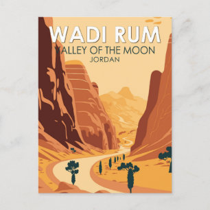 Wadi Rum Jordan Travel Art Vintage Vykort