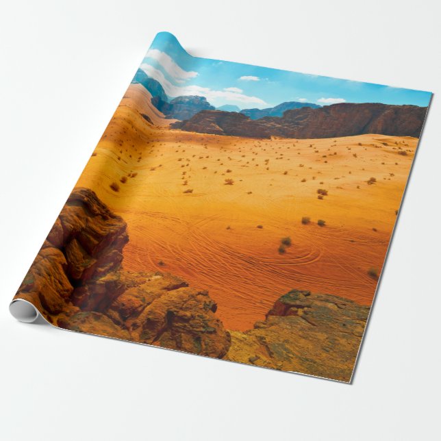 Wadi Rum-öken, Jordandesert,wadi,rum,jordan,art, Presentpapper (Utrullad)