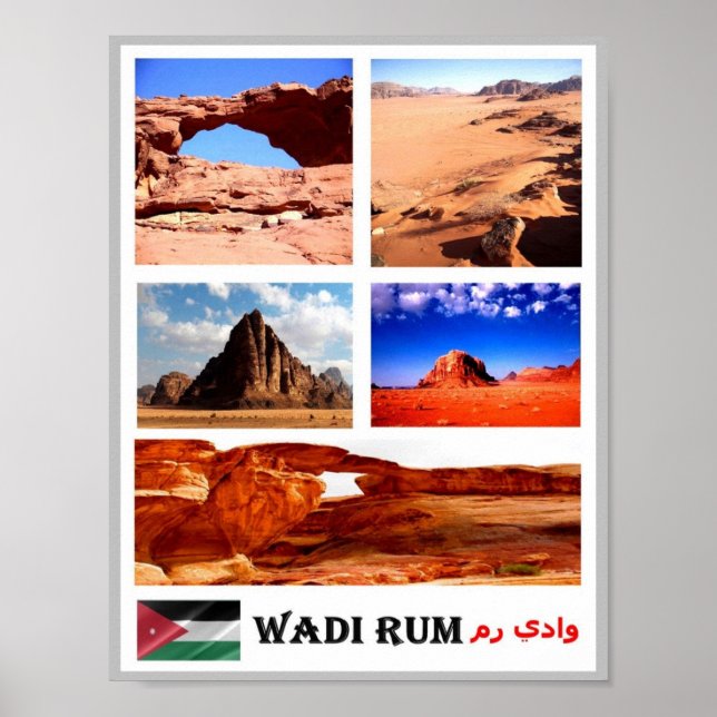 Wadi Rum - Valley Måne - Jordanien - Mosaic - Poster (Framsidan)