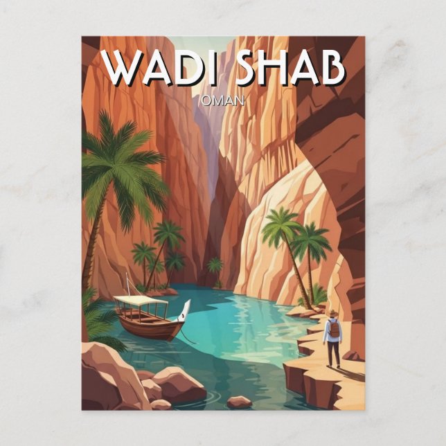 Wadi Shab Oman Resa Vykort (Framsida)