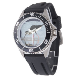 Wading Bird Black and White Coastal Beach Animal Armbandsur