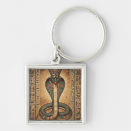 Wadjet – Ägyptische Schlangengöttin´7 Fyrkantig Silverfärgad Nyckelring