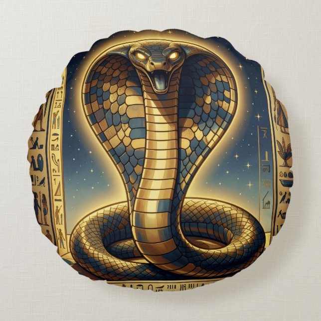 Wadjet – Egyptian Cobra Goddess´3 Rund Kudde (Framsidan)