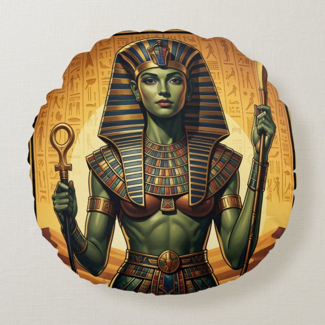 Wadjet – Egyptian Cobra Goddess´4 Rund Kudde (Framsidan)