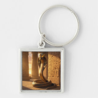 Wadjet – Egyptian Cobra Goddess´6 Fyrkantig Silverfärgad Nyckelring