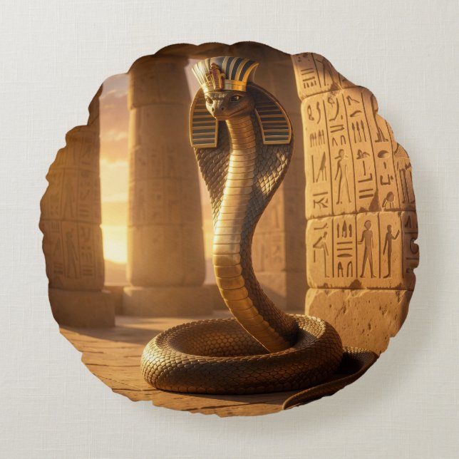 Wadjet – Egyptian Cobra Goddess´6 Rund Kudde (Framsidan)