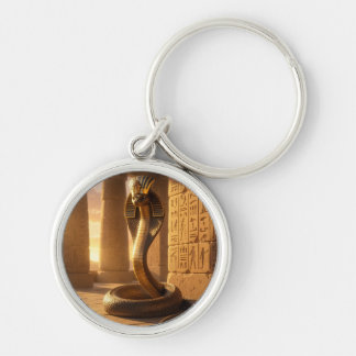Wadjet – Egyptian Cobra Goddess´6 Rund Silverfärgad Nyckelring