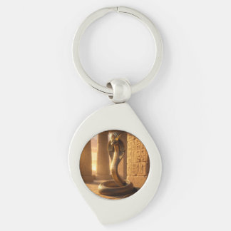 Wadjet – Egyptian Cobra Goddess´6 Swirl Silverfärgad Nyckelring