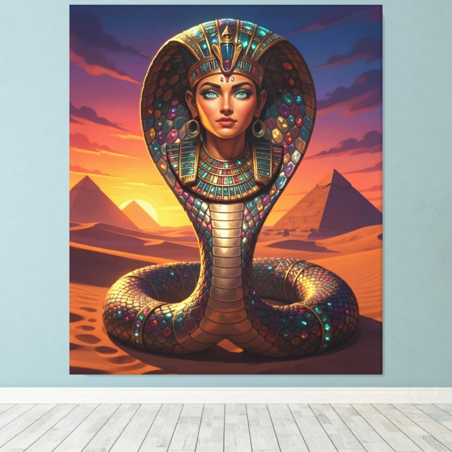 Wadjet – Egyptian Cobra Goddess´7 Canvastryck (Insitu (trägolv))