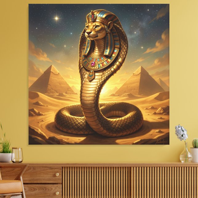Wadjet – Egyptian Cobra Goddess Canvastryck (Insitu (Vardagsrum))
