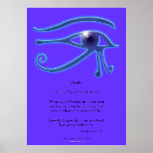 WADJET ÖGA & Dikt Egyptian Art Print Poster (Framsidan)