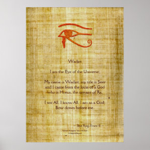WADJET ÖGA OF RA & Dikt Egyptian Art Print Poster