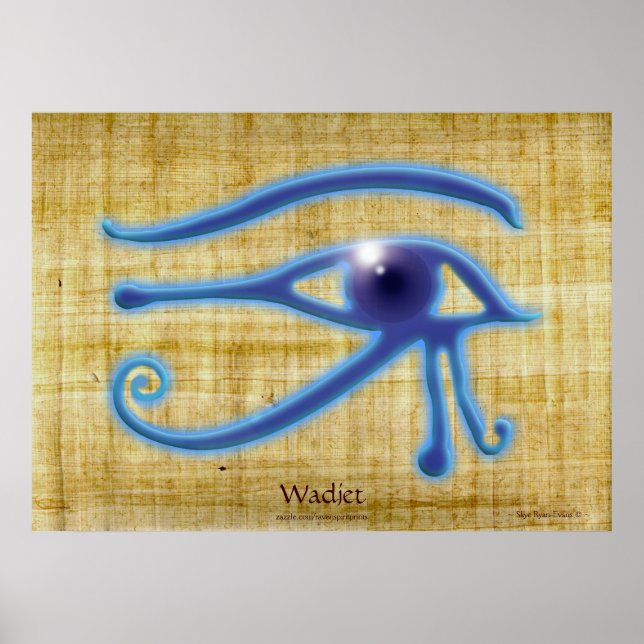 WADJET ÖGA Papyrus-effect Egyptian Art Print Poster (Framsidan)