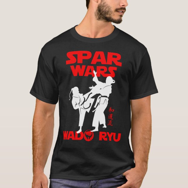 Wado Ryu Karate Kumite Spar Krig - Budo T-Shirt (Framsida)