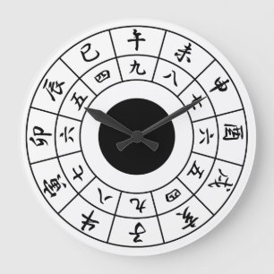 Wadokei japansk klocka White Ansikte Black Kanji