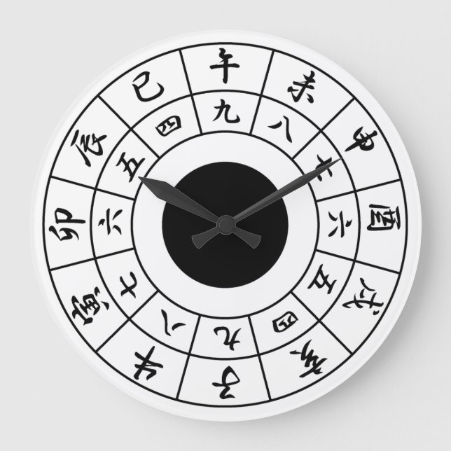 Wadokei japansk klocka White Ansikte Black Kanji (Framsida)
