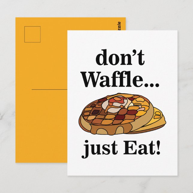 Waffel efterrätt mat rolig  vykort (Fram/baksida)