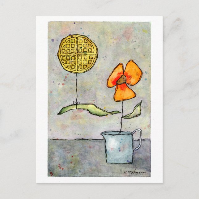 "Waffelluftballon" vykort för vattenfärg (Framsida)