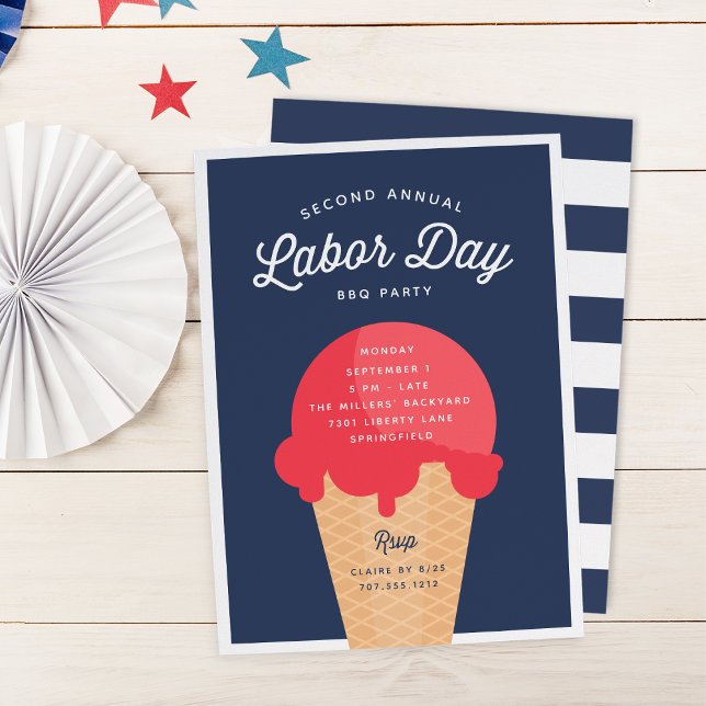 Waffle Cone Labour Day Firande Inbjudningar (Skapare uppladdad)