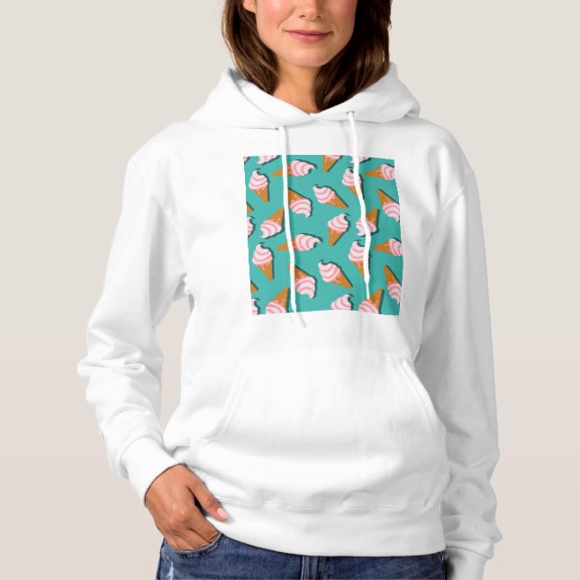 Waffle cones glass och fryst yoghurt mönster t shirt (Framsida)