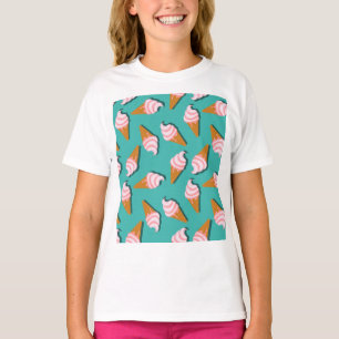 Waffle cones glass och fryst yoghurt mönster t shirt