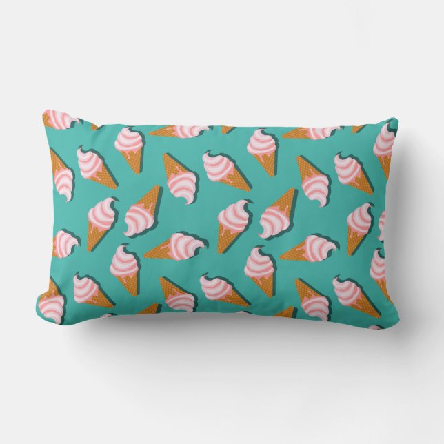 Waffle cones ice cream and frozen yogurt pattern lumbarkudde (Framsida)