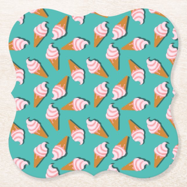 Waffle cones ice cream and frozen yogurt pattern underlägg papper (Framsida)