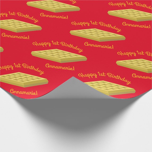 Waffle Cute Breakfast Brunch Kids 1:a födelsedag Presentpapper (Hörn)