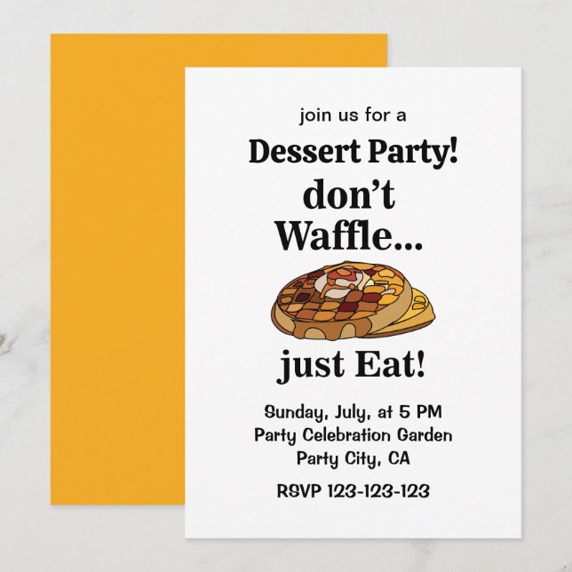 Waffle Dessert Food Funny Inbjudningar (Fram/baksida)