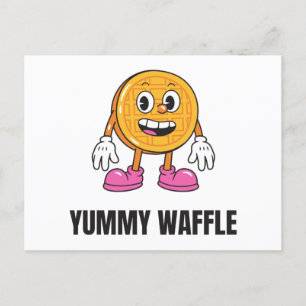 Waffle Food Kawaii Ansikte Inbjudan Vykort