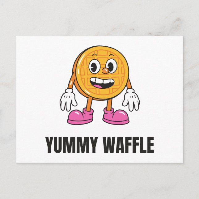 Waffle Food Kawaii Ansikte Inbjudan Vykort (Framsida)
