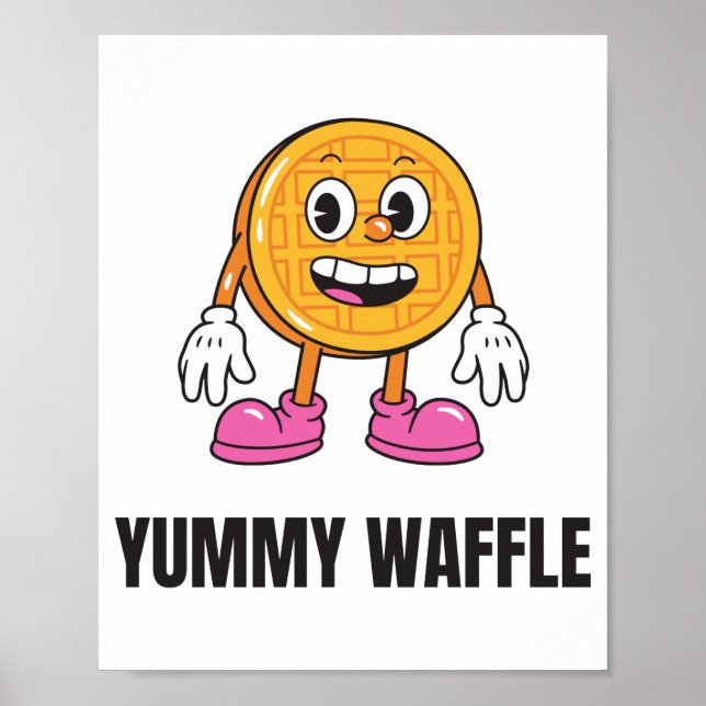 Waffle Food Kawaii Ansikte Poster (Framsidan)